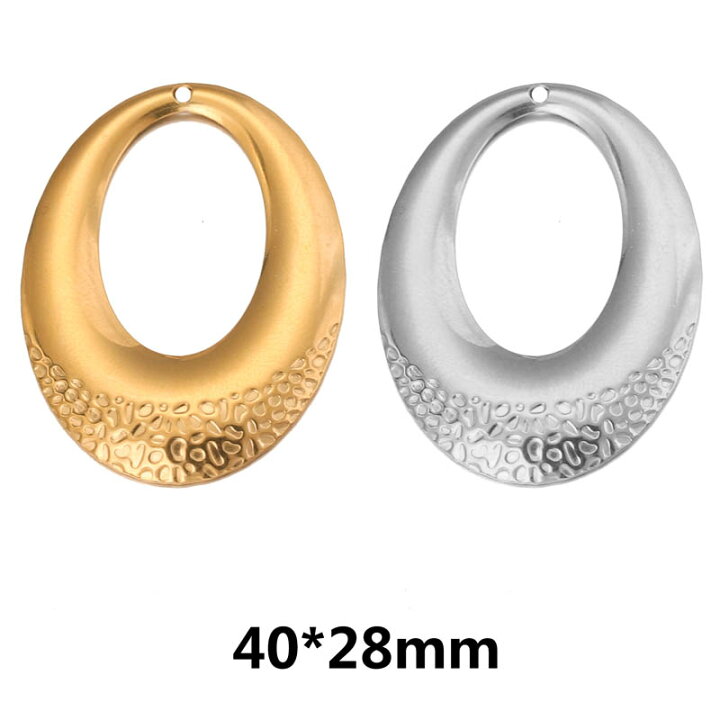 楽天市場】ステンレス製 DIY穴あきチャーム（オーバルシェル）1個 金色  