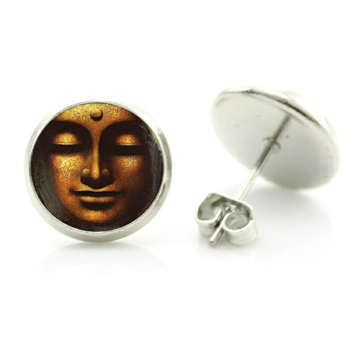 楽天市場】14mm カボションピアス (金の大仏) 1ペア 神様 仏陀 ブッダ 