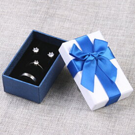 ブルーリボンラッピングボックス（50mmx80mmx30mm）1個販売 白色 箱 青色 指輪 リング ネックレス チョーカー ペンダント ブレスレット ピアス イヤリング 小さい 小物 収納 アクセサリー ケース ギフトボックス ショーケース 告白 記念日 ジュエリー サプライズ 贈り物 贈答