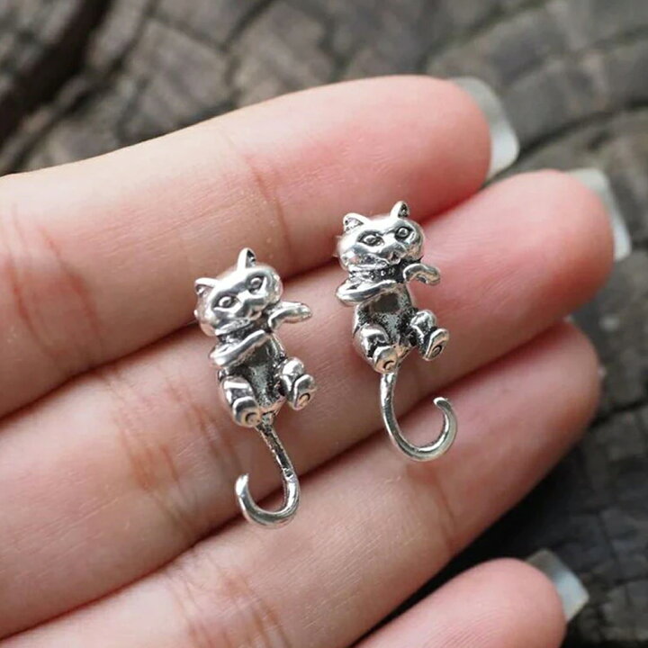 楽天市場】ネコのバックキャッチピアス 1ペア販売 ねこ 猫 キャット 