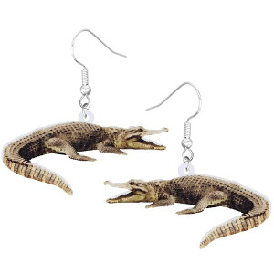 クロコダイル リアルステンレスピアス/1ペア販売 20G 20ゲージ ワニ 鰐 わに アリゲーター アニマル 動物 人気 おもしろ オモシロ サージカルステンレス316L ユニーク メンズ レディース 揺れる