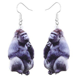 ゴリラ リアルステンレスピアス/1ペア販売 20G 20ゲージ マウンテンゴリラ シルバーバック ごりら アニマル 動物園 人気 おもしろ オモシロ サージカルステンレス316L メンズ レディース 揺れ