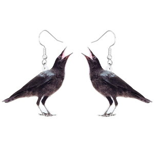 カラス リアルステンレスピアス/1ペア販売 20G 20ゲージ からす 烏 バード ヤタガラス アニマル 動物園 人気 おもしろ オモシロ サージカルステンレス316L メンズ レディース 揺れる フックピア