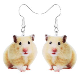 ハムスター リアルステンレスピアス/1ペア販売 20G 20ゲージ ねずみ ネズミ ラット 鼠 モルモット ハツカネズミ アニマル 動物園 子年 年末年始 かわいい ペット サージカルステンレス316L メンズ レディース 揺れる フックピアス アメリカンピアス アクリル プレゼント
