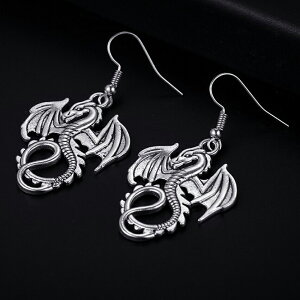 ワイバーン ステンレスピアス/1個販売 片耳 サージカルステンレス316L メンズ レディース 揺れる フックピアス アメリカンピアス 20G 20ゲージ 20g 人気 男性 女性 プレゼント シルバー 銀色 龍