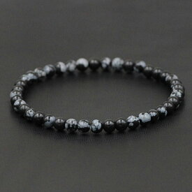 [天然石 数珠 ブレスレット 4mm〜5mm] スノーフレイクストーンビーズブレスレット 1個販売 ブラック 黒色 ストーン バングル 腕輪 メンズ レディース 手首 フリーサイズ 腕輪 ゴム プレゼント 綺麗 学校 職場 男性 女性 大人 彼氏 彼女 男 女 スーツ 伸縮 小さめ