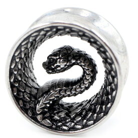 [0G 00G 12mm ボディピアス] 大蛇ダブルフレア(シルバー) ボディーピアス ステンレス 銀色 ヘビ へび スネーク スネイク 面白い かっこいい おもしろい ユニーク メンズ レディース 男性 女性 プレゼント プラグ ホール系 おしゃれ ギフト 大きい ダブルフレア型 人気 流行