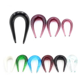 [ガラス製 ボディピアス 2G 0G 00G] U字型ガラスフック ボディーピアス メンズ レディース 金属アレルギー対応 男性 女性 プレゼント ギフト 彼氏 彼女 6ミリ 8ミリ 10ミリ 拡張 フック型 ホワイト グリーン ブルー パープル ブラック クリア 透明 白色 黒色 緑色 青色 紫色