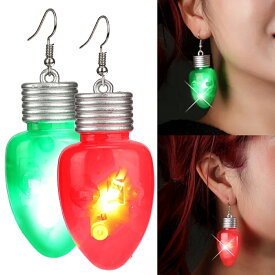 [LED 光る ネオンピアス] ライト 電球 ステンレスピアス 1個販売 片耳用 メンズ レディース サージカルステンレス316L フックピアス オーナメント 飾り 面白い プレゼント 飾りつけ 緑色 グリーン レッド 赤色 キャンドル ろうそく クリスマス 催事 スタッフ おもしろい
