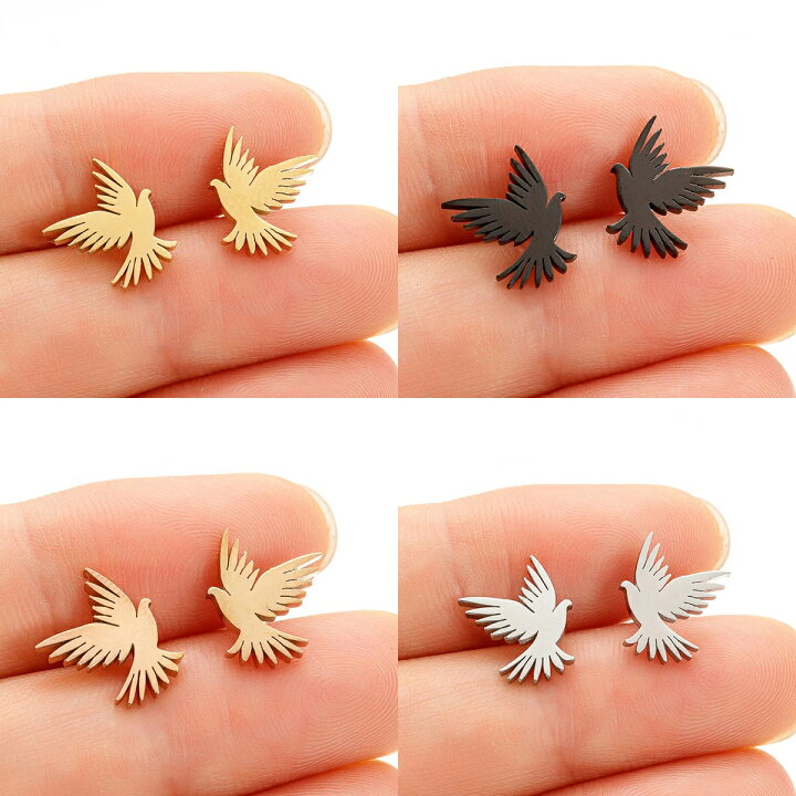 楽天市場】鳩 ステンレスピアス（1ペア） 両耳 ファッションピアス 鳥 