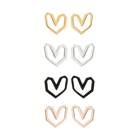 チョコレートハート ステンレスピアス（1ペア）両耳 ファッションピアス アニマル いびつなオープンハート 男 女 銀色 黒色 金色 シルバー ブラック ゴールド ピンクゴールド メンズ レディース 男性 女性 20G 20ゲージ 耳 軟骨 キャッチピアス スタッド ジエンダーレス 人気