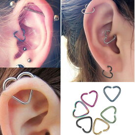 [ボディピアス 16G] ハート シームレスリング 16ゲージ サージカルステンレス316L ボディーピアス 軟骨 ヘリックス リング型 メンズ レディース ノーズリング 鼻ピアス 虹色 青色 紫色 金色 黒色 緑色 女の子 女の人 シンプル 人気 プレゼント ギフト クリスマス 可愛い