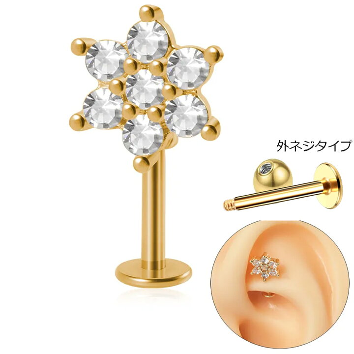楽天市場】[16G ボディピアス 横向きデザイン] フロントサイド 