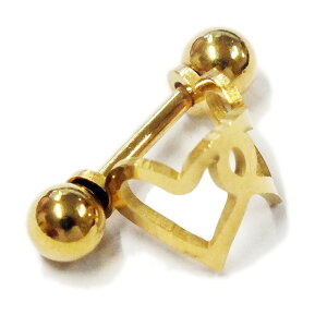 ペアハートシールド 1個販売 ヘリックスピアス オープンハート 2個 ダブル 16ゲージ 16G ボディピアス ストレートバーベル サージカルステンレス316L 軟骨ピアス ヘリックス トラガス レディー