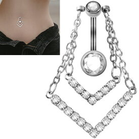 リティエラチャームへそピアス 14ゲージ 14G 14Ga ラインストーン クリスタル ヘソピアス 臍ピアス メンズ レディース ボディピアス ボディーピアス サージカルステンレス316L カーブバーベル 低アレルギー ジルコニア ネイブル ヘソピ トップダウン アロー 三角形