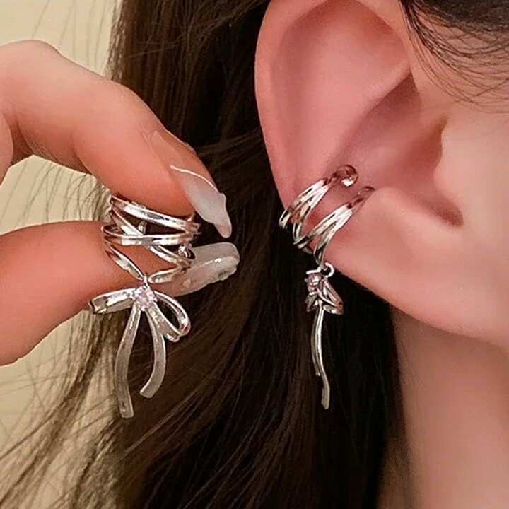楽天市場】ピンクジュエルリボンチャーム コルセットイヤーカフ 1個 