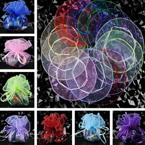 25cm ラウンド型 オーガンジーアクセサリーギフト用巾着 1個販売 丸型 大きい ラメ風 ギフト ラッピング用品 ポーチ プレゼント 業務用 店舗用 保管袋 ピアス 指輪 ジュエリー 手作り バッグ