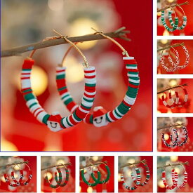 ノルディッククリスマスフープピアス 1ペア販売 リングピアス 20G 20ゲージ ファッションピアス 大きめ レッド 赤色 白色 ホワイト グリーン 緑色 クリスマスカラー サンタクロース クリスマスツリー プレゼント イベント 冬 スタッフ 店員 ショップ 可愛い おしゃれ