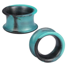 [4G 2G 0G 00G 12.0mm] マーブルシリコンフレア（Style14）ボディピアス トンネル ボディピアス4ゲージ 2ゲージ 0ゲージ 00ゲージ 12mm 12ミリ ハーフインチ ソフト ボディーピアス メンズ レディース 金属アレルギー対応 青色 ブルー 黒色 ブラック