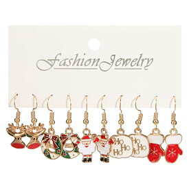 クリスマスイベントピアス 5ペアセット販売 サンタクロース サンタさん クリスマスリース 吹き出し 笑い方 テブクロ 手袋 雪の結晶 冬 12月 面白い 可愛い 金色 ゴールドメッキ チャーム メンズ レディース20G 20ゲージ