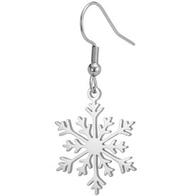 雪の結晶フックピアス(シルバー) 1個販売 メンズ レディース 20G 20ゲージ ファッションピアス つけっぱなし サージカルステンレス316L ステンレスピアス 銀色 冬 スノークリスタル クリスマス プレゼント チャーム 揺れる 男性 女性 アメリカンピアス