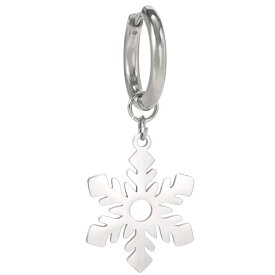 スノークリスタルチャーム フープピアス（シルバー） 1個販売 雪の結晶 冬 クリスマス 銀色 18G 18ゲージ 耳 軟骨 ステンレスピアス メンズ レディース 揺れる 揺れる おしゃれ 人気 リングピアス 片耳 耳たぶ 軟骨 イヤーロブ ヘリックス サージカルステンレス316L製