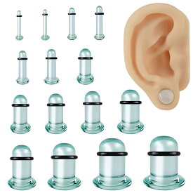 [14G 12G 10G 8G 6G 4G 2G 0G 7mm 9mm 00G 12mm 14mm 16mm 弾丸型 ボディピアス ] 透明ガラスビュレッツプラグ 1個販売 透明ピアス ボディーピアス クリア 金属アレルギー対応 メンズ レディース ゴムキャッチ 拡張 つけやすい つけっぱなし プレゼント 男子 女子 耳ロブ