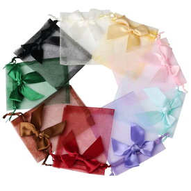 10cm x 15cm リボン付き オーガンジーアクセサリーギフト用巾着 1個販売 ギフト ラッピング用品 ポーチ プレゼント 業務用 店舗用 保管袋 ピアス 指輪 ジュエリー 手作り バッグ ギフトケース 布袋 雑貨 メッシュ 網 ネット 包装 無地 小さい 結婚式 簡単包装