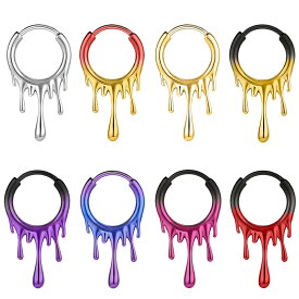 グラデーションカラーメルト フープピアス 1個販売 溶ける 溶け出す 面白い ユニーク 18G 18ゲージ ステンレスピアス メンズ レディース リングピアス 片耳 耳たぶ 軟骨 イヤーロブ ヘリックス 鼻ピアス セプタム 笑う 男性 女性 溶けた 鼻水に見える おもしろい