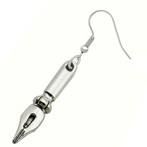 万年筆 ステンレスピアス/1個販売 片耳分 サージカルステンレス316L メンズ レディース 揺れる フックピアス チャーム 20G 20ゲージ ファッションピアス 20g 人気 男性 女性 プレゼント ギフト