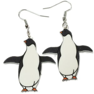 ペンギン リアルステンレスピアス/1ペア販売 20G 20ゲージ 南極 ぺんぎん バード 鳥 とり アニマル 動物園 人気 おもしろ オモシロ サージカルステンレス316L メンズ レディース 揺れる フック