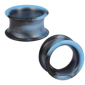 [4G 2G 0G 00G 12.0mm] マーブルシリコンフレア（Style17）ボディピアス トンネル ボディピアス4ゲージ 2ゲージ 0ゲージ 00ゲージ 12mm 12ミリ ハーフインチ ソフト ボディーピアス メンズ レディース 金属アレルギー対応 水色 ライトブルー 黒色 ブラック