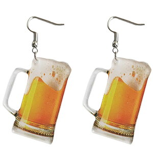 ビール リアルステンレスピアス/1ペア販売 20G 20ゲージ ビアガーデン お酒 バーテンダー バーベキュー 居酒屋 生中 ビールジョッキ 人気 おもしろ オモシロ サージカルステンレス316L メンズ