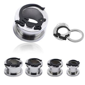 [12mm 14mm 16mm 面白い ボディピアス] 黒蜥蜴トンネル 1個販売 リザード トカゲ 黒色 ブラック ボディーピアス 12.0mm 12ミリ ハーフインチ 14.0mm 14ミリ 16.0mm 16ミリ サージカルステンレス316L製 メンズ レディース プラグ 螺子 ねじ プレゼント ホールピアス