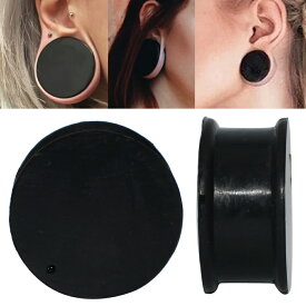 [かなり大きい ボディピアス] メガサイズシリコンプラグ ボディーピアス 28mm 32mm 35mm 38mm 40mm 44mm 47mm 50mm 黒色 ブラック ラバー ゴム メンズ レディース 金属アレルギー対応 柔らかい 男 女 面白い 1インチ以上 痛くなりにくい プレゼント ダブルフレア型