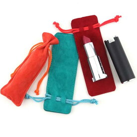 14cm x 5cm リップ用ギフト用巾着 1個販売 ブラック ピンク ブラウン レッド グレー ブルー オレンジ ジュエリー ラッピング用品 ポーチ プレゼント 業務用 店舗用 保管袋 判子 口紅 ハンコ ルージュ ネックレス アクセサリー 黒色 ベルベット 手作り バッグ