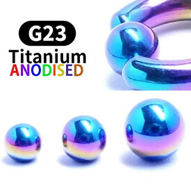 レインボーチタンクリップイン（ビーズリング用）ボール ボディピアス パーツ キャッチ チタン製 20G 18G 16G 14G 12G 10G 8G 6G 4G 2G 0G 00G 虹色 キャプティブビーズビーズリング用の交換用の球 リング型ボディピアス くぼみのある玉 ニッケルフリー