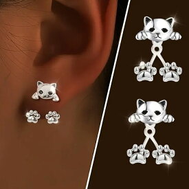 肉球が可愛い猫のバックキャッチピアス 1ペア販売 ネコ キャット 動物 ユニーク アニマル ハロウィン レディース メンズ おもしろい 面白い オモシロ 個性的 後ろ 3D 立体 ジャケットピアス おしゃれ 人気 男子 女子 プレゼント ギフト 彼女 彼氏 20G 20ゲージ