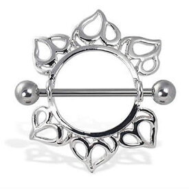 [ 14G ニップル 乳首 ] ハートトライバルニップルピアス ストレートバーベル シールド 14ゲージ 胸 乳輪 ボディピアス メンズ レディース サージカルステンレス316L ボディーピアス 乳首ピアス ジュエリー 激安 アクセサリー 別売り16Gに変更可能