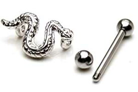 スネイクストレートバーベル 16ゲージ 16G 軟骨ピアス アンテナ ヘリックス 眉ピアス アイブロウ アイブロー ボディピアス メンズ レディース シールド デコレーション 低アレルギー サージカルステンレス316L 蛇 へび スネーク ヘビ 18Gに変更可能