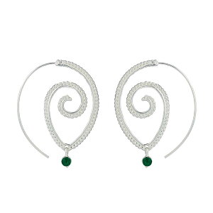 ボヘミアンティアドロップエメラルドチャームスパイラルリングピアス 1ペア販売 ゴールド 金色 シルバー 銀色 エスニック インディアンジュエリー メンズ レディース おもしろ 面白い プレ