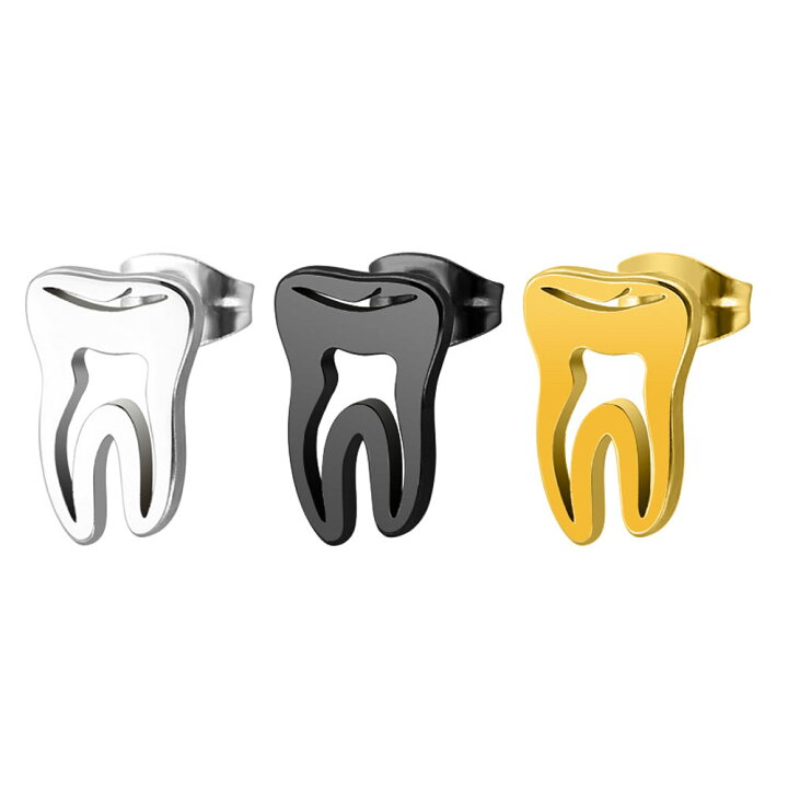 楽天市場】金歯 銀歯 お歯黒 ステンレスピアス 1個販売 ゴールド  