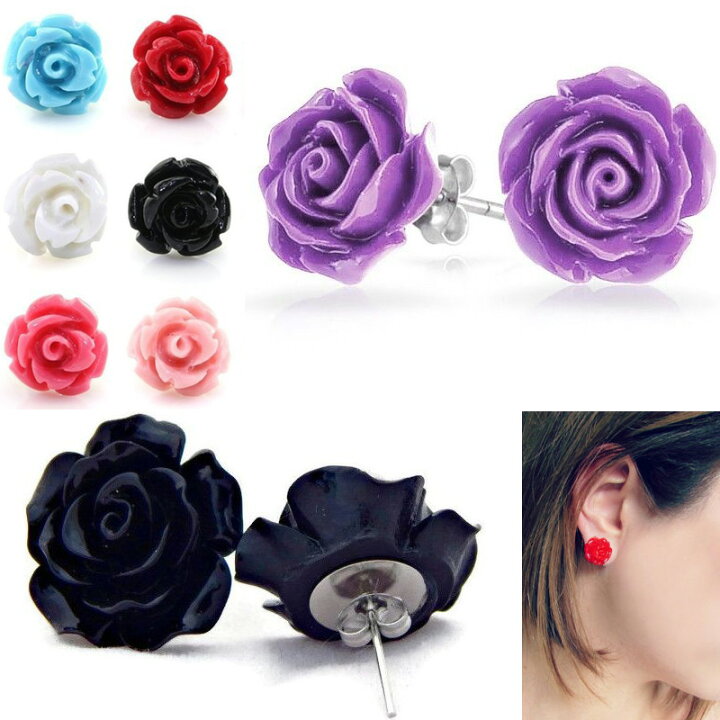 楽天市場】ローズステンレスピアス 薔薇ピアス バラピアス 1個販売 20G  