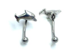 [ 16G 細い へそピアス ] ドルフィン イルカ 16ゲージ 臍ピアス ヘソピアス バナナバーベル カーブバーベル サージカルステンレス316L 低アレルギー メンズ レディース ボディピアス アイブロー 眉 シャフト ボディーピアス ファーストピアス セカンドピアス トップダウン