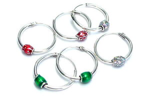 カラーボールリングピアス:外径15mm/1ペア 両耳 シルバーピアス 20G 20ゲージ フープピアス 耳 軟骨 シルバー925 スターリングシルバー オリジナル メンズ レディース ペア 揺れる