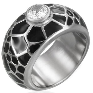 スネイクアイステンレスリング(RBR052)サイズ/22号/26号/27号 蛇の皮 スネーク へび ジルコニア ステンレスリング 指輪 サージカルステンレス316L 低アレルギー メンズ レディース ペアリング