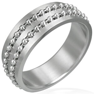 ボールチェーンステンレスリング(RHB031)サイズ/11号 おもしろ 指輪 サージカルステンレス316L 低アレルギー メンズ レディース ペアリング プレゼント ギフト 結婚 婚約 記念日 誕生日 ピン