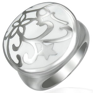 エポキシースターフラワーステンレスリング(RWR021)サイズ/21号 大きな印台型の指輪 サージカルステンレス316L メンズ レディース ペアリング プレゼント ギフト 結婚 婚約 記念日 誕生日 ピ