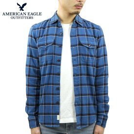アメリカンイーグル シャツ メンズ 正規品 AMERICAN EAGLE 長袖シャツ ネルシャツ Blue Cotton Tall Shirt 2151-1343-426