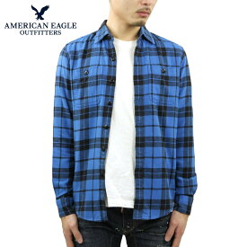 アメリカンイーグル シャツ メンズ 正規品 AMERICAN EAGLE 長袖シャツ ネルシャツ Blue Cotton Tall Shirt 2151-1403-400
